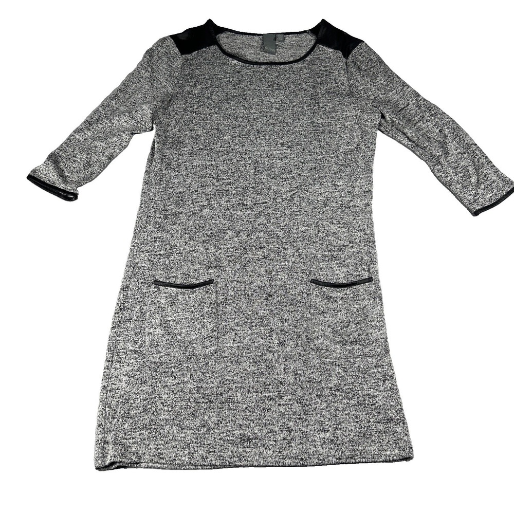 Quinn Heather Grey 3/4 Sleeve Pocket Dress Women Small Knee Length T-Shirt Dress